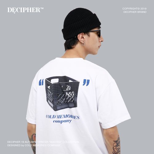 decipher 2019新款 塑料筐印花宽松短袖 夏季薄半袖圆领嘻哈街头t