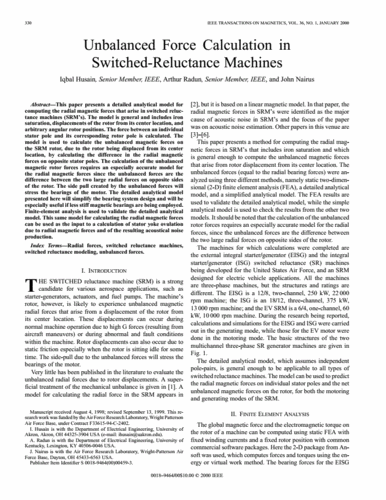 unbalanced force calculation in switched reluctance machines开关