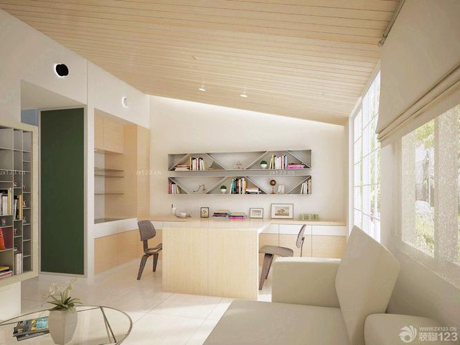 80-90平米斜顶客厅书房装修效果图