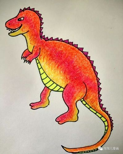 完成恐龙的身体可以用油画棒涂上渐变色,既漂亮又有立体感第九步 涂