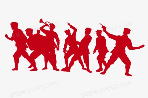 红色革命英雄剪影元素