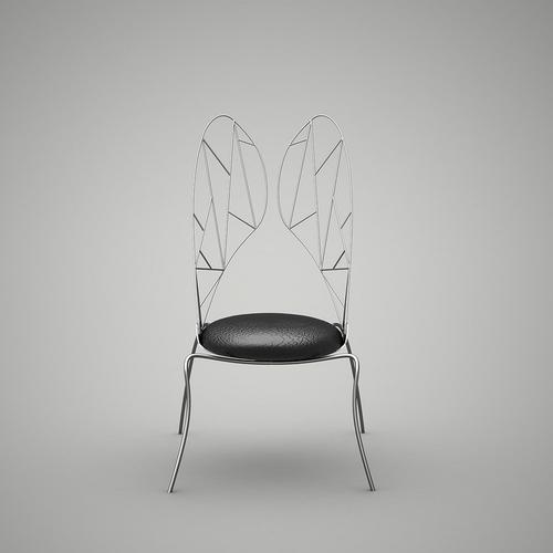 它的形式和形状带有仿生的特征,它的结构包括坐垫,靠背,椅子腿组合在