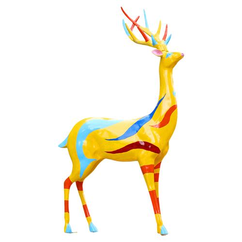 [美景园林景观] 玻璃钢彩绘鹿雕塑户外花园林仿真梅花鹿白麋鹿动物