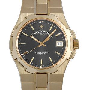 二手正品江诗丹顿纵横四海vc男自动机械手表黑盘日历k金瑞士腕表