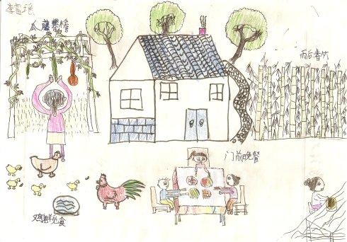 学了《乡下人家》后画的2