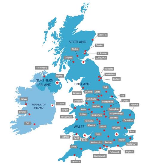 英国大学分布图