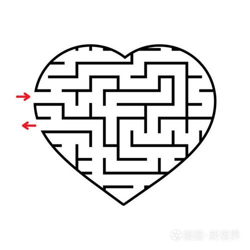 迷宫心.白色背景上孤立的简单平面矢量图