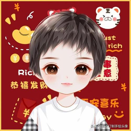迎新年啦2022新年微信头像年轻帅气漫画红红火火幸福美满
