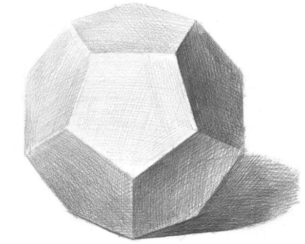 6.加深多面体飞各部分明暗,绘制出亮部的色调,完成绘制.