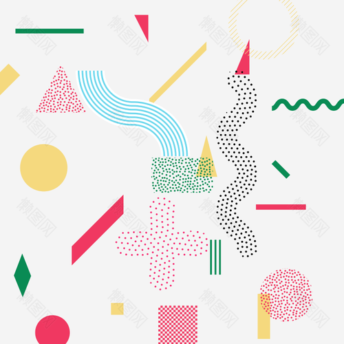 孟菲斯风格孟菲斯风格时尚潮流几何点线面背景底纹素材