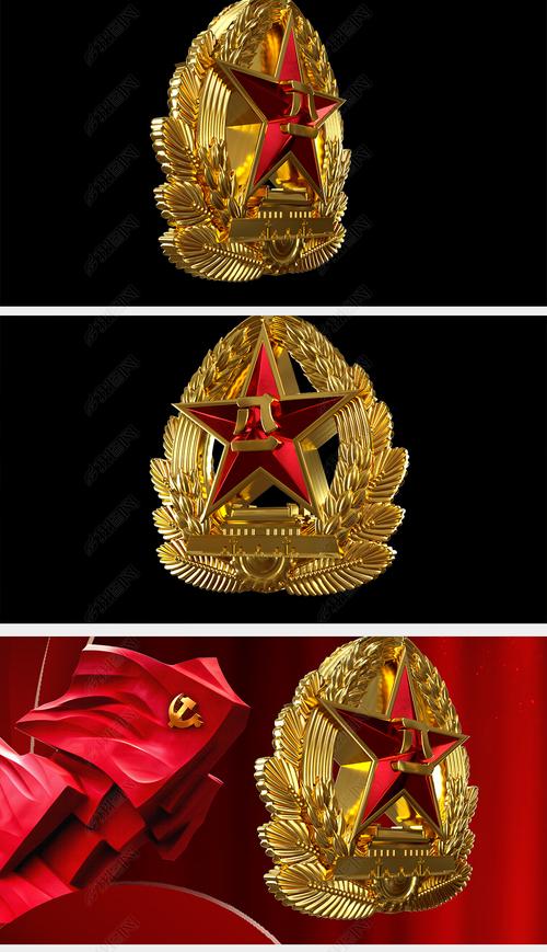 八一建军节宣传片后期视频制作立体军徽视频素材模板