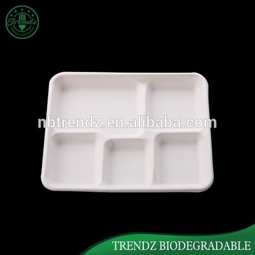school lunch tray pulp sugarcane paper food tray with 5