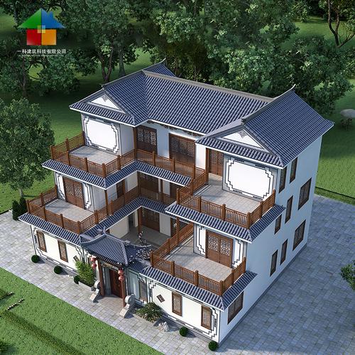 yk3194新农村四合院别墅设计图纸三层乡村新款豪华自建房楼房全套