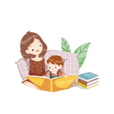 小人卡通人物儿童读书学习读书亲子阅读人物素材免抠