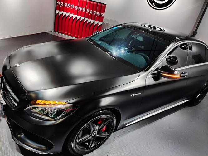 奔驰c200l车身改色电光黑 rg瑞集改色膜陕西西安