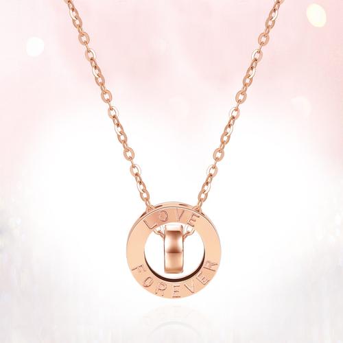 吾昔珠宝字母love套链18k金项链玫瑰金项链女吊坠彩金套链k金项链