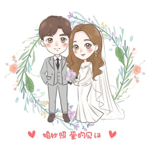 兔几岛手绘铺:手绘头像设计卡通漫画q版定制作真人照片logo情侣结婚礼