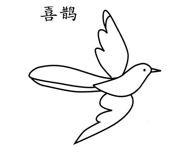 手绘喜鹊简笔画图片儿童画_绘画吧-画画