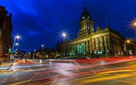 preview wallpaper england, leeds, city, lights, street