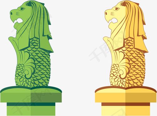 绿色鱼尾狮新加坡国家地标新加坡地标国家标志绿色