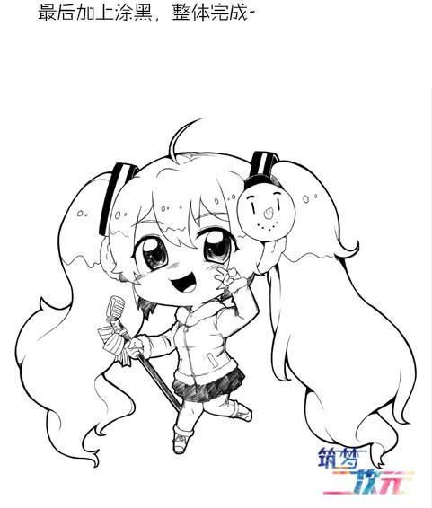 小林简笔画q版初音