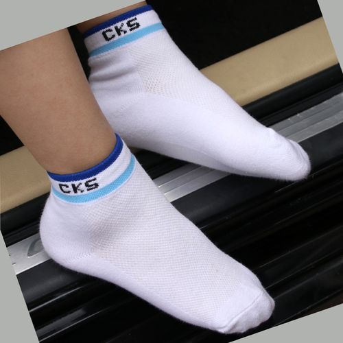 【天天特价】儿童袜子夏薄款纯棉中大童网眼春秋男童白色运动短袜