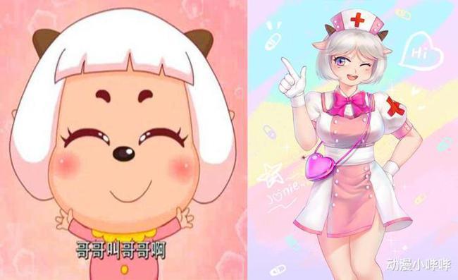 喜羊羊"成熟风"拟人,冰冰羊化身小护士,红太狼御姐