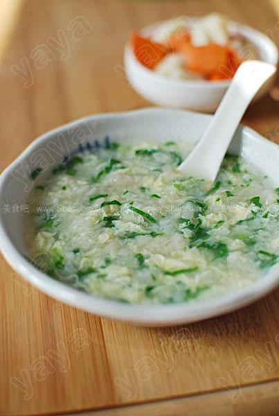 青菜鸡蛋面疙瘩汤(早餐菜谱)