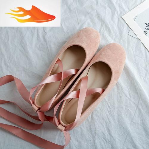 fishbasket芭蕾舞平底鞋丝带鞋单鞋女平跟学生绑带鞋仙女鞋软底搭长