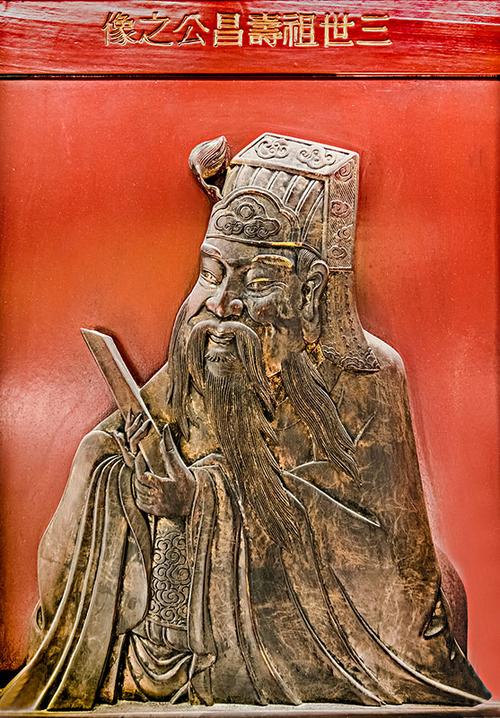 包氏家族世系三世祖寿昌公人物木雕工艺品景观