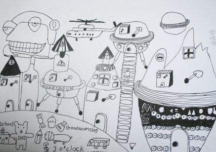 太空幻想线描画