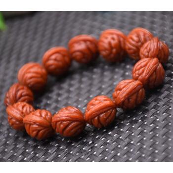 包浆款桃核手串桃胡手串手持秦岭精品龙纹手串手持佛珠念珠 13-15mm小