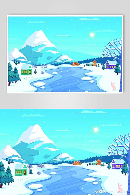 冰雪融化插画素材设计素材
