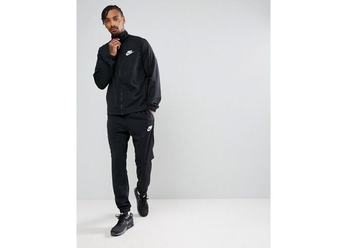 polyknit tracksuit set in black