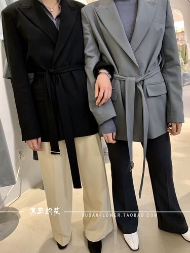 韩国代购东大门女装新款2020春 platz气质通勤显瘦系腰带西装外套