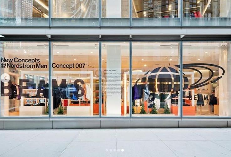 日本历史最悠久的买手店 beams 在美国高端百货 nordstrom 内开设男装
