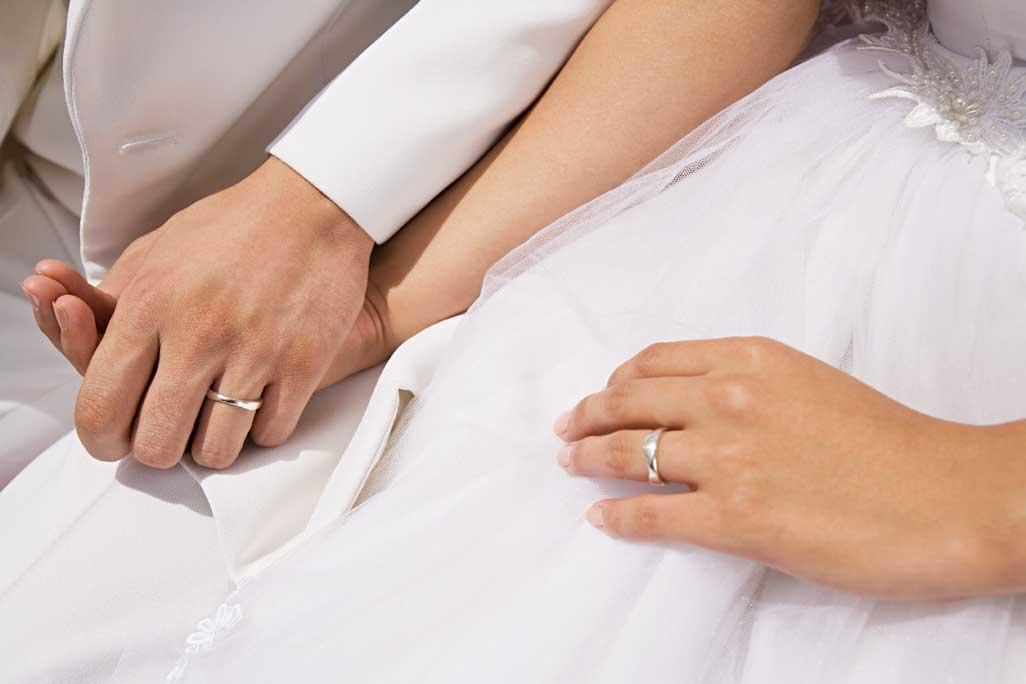 握在一起带着戒指的手图片