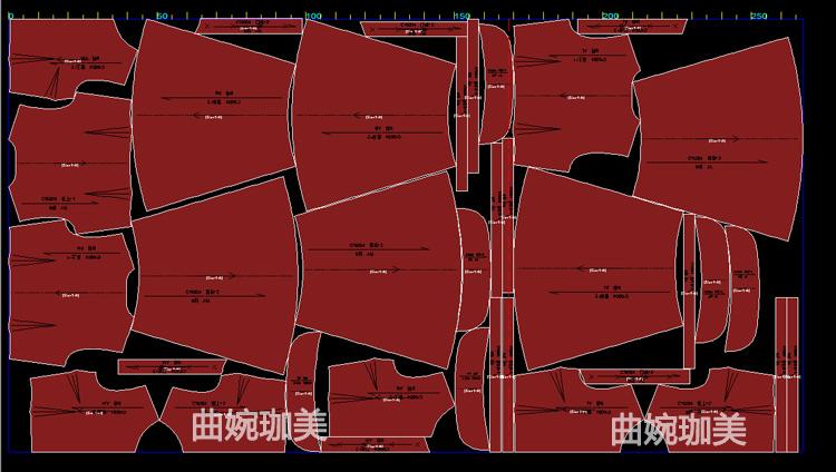 绣花裙子很废料 利用率只有80%左右如下排料图