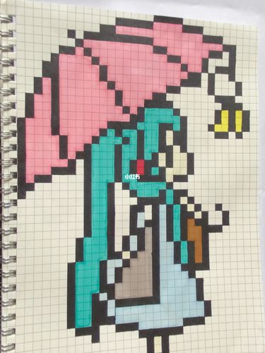 初音未来像素画_像素画_临摹_像素画临摹_文化_绘画