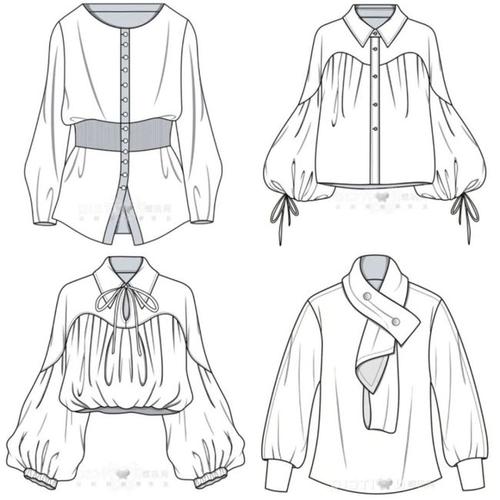 服装设计|88款女装外套与衬衫平面款式图分享