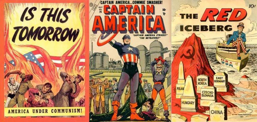 上世纪50年代深受麦卡锡主义影响的美国宣传海报和漫画.