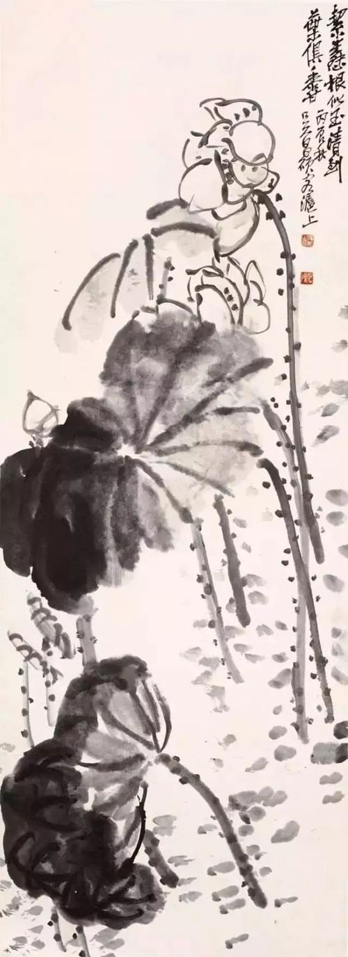 吴昌硕画荷,酣畅淋漓有气势!