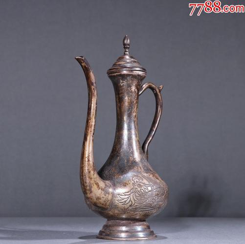 晚清老纯银龙凤呈祥酒壶-价格:12000.0000元-se-其他