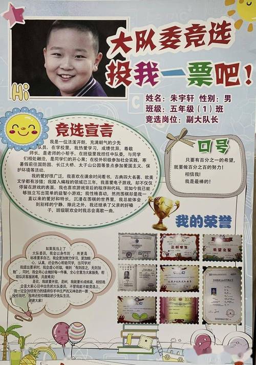 心系红领巾 争做好少年——大队委竞选之个人海报展