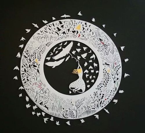 来自国外画师sarah dennis的作品,将童话与剪纸很好的融合.