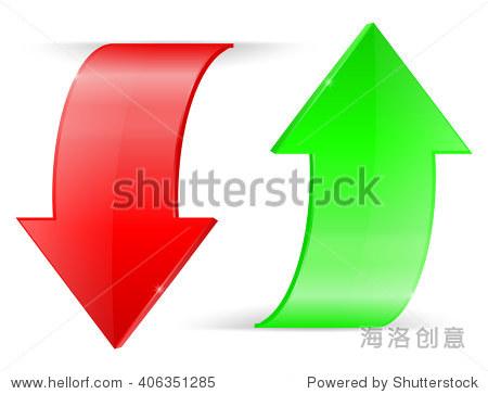 arrows up and down. green and red icons.