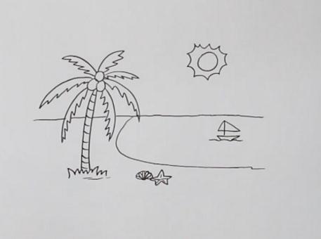 沙滩怎么画沙滩的简笔画画法步骤图解沙滩简笔画
