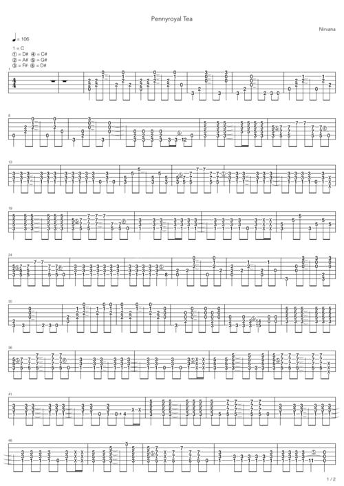 nirvana《pennyroyal tea》吉他谱
