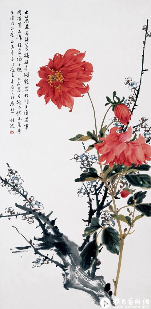 大丽花添绿萼梅