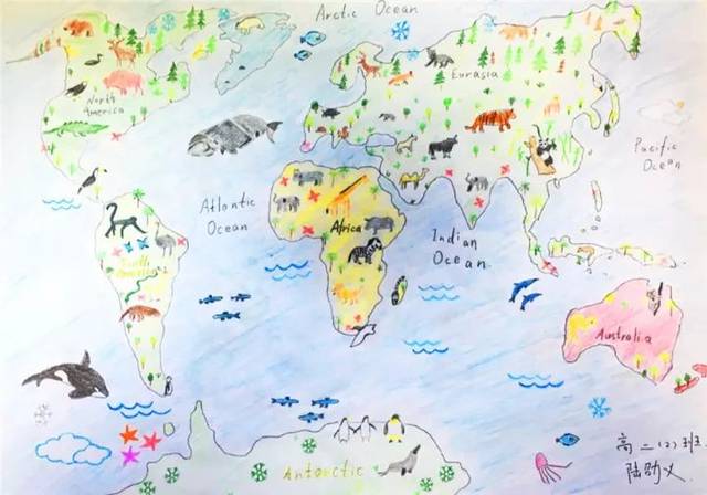 "仁"眼看世界,被无锡辅仁学子的手绘世界地图惊艳到了
